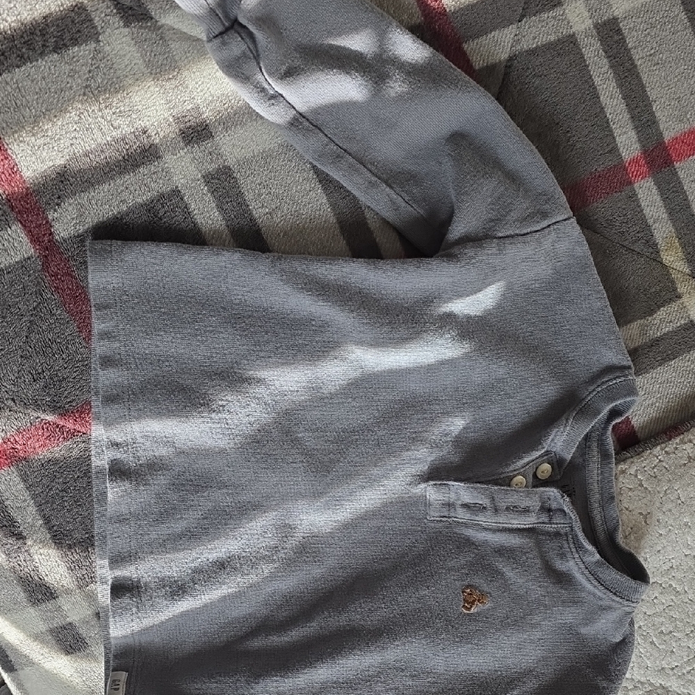 Gray Long Sleeve Shirt with Embroidered Logo